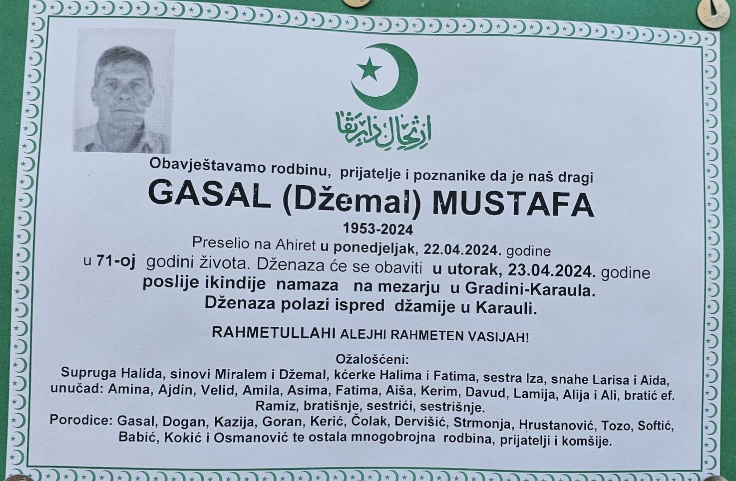 Preminuo je Gasal Mustafa