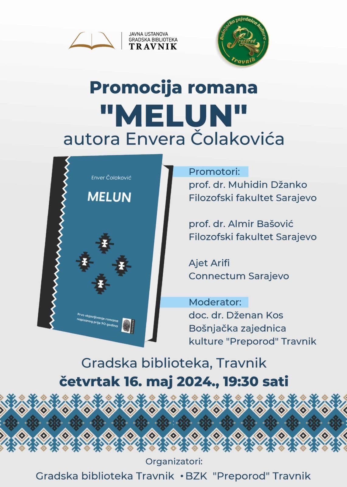Promocija romana „Melun“ Envera Čolakovića u Gradskoj biblioteci Travnik