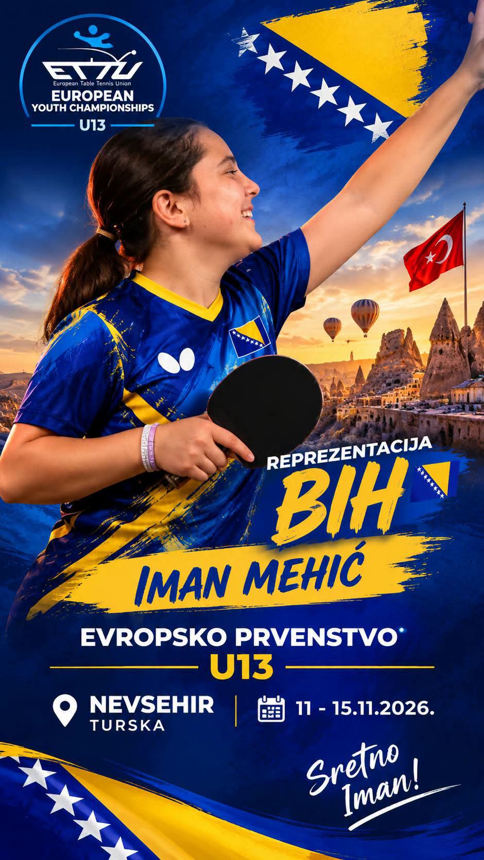 Iman Mehić iz STK Vitez pozvana u reprezentaciju BiH na Evropsko prvenstvo U13!
